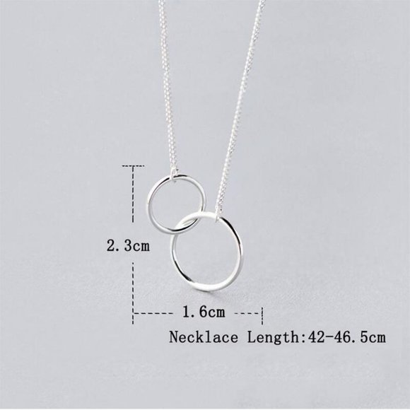 NEW 925 Sterling Silver Double Circle Necklace - Picture 8 of 8